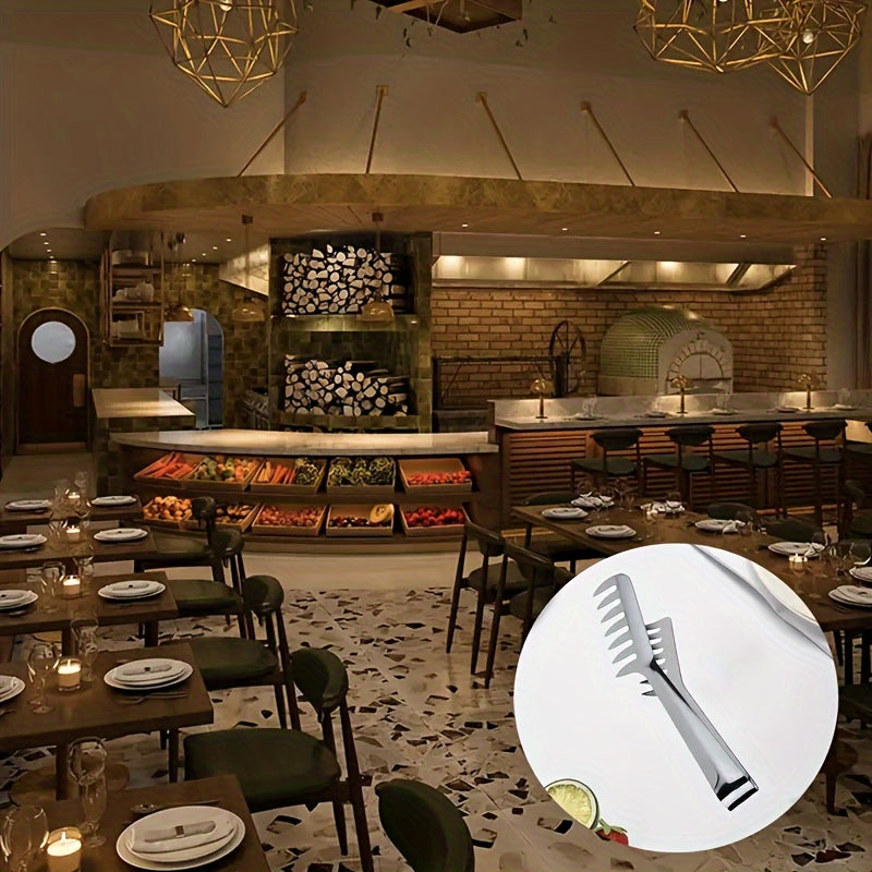 1pc, Stainless Steel Pasta Tongs, Buffet & Serving Food Tongs For Restaurant And Home Use, Durable Kitchen Utensils