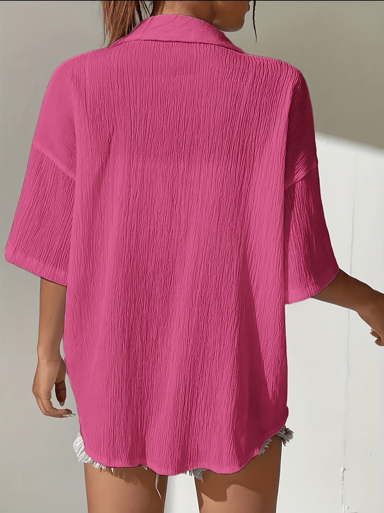 Women's Casual Solid Color Short Sleeve Polo Shirt for Summer