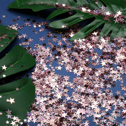 1200/2800pcs Sparkling Star-Shaped Confetti - Golden & Rose Golden Plastic Party Decorations for Halloween, Christmas, Weddings, Birthdays, Graduations, and Holiday Celebrations, Festive Table Decorations, Celebration Accesso