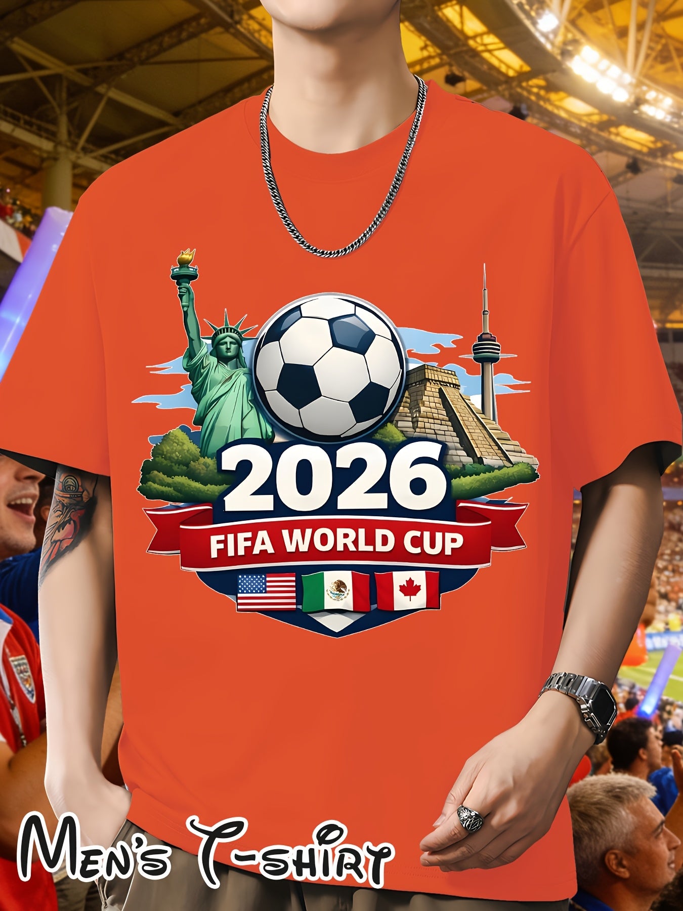 Men's 2026 World Cup Casual Landmark Print Polyester T-Shirt