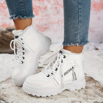 Women'S Winter Snow Boots - Warm Lined, Non-Slip, High-Top Outdoor Casual Shoes with Ribbed Cushioning, Black, Perfect for Cold Weather Activities, Winter Footwear | Stylish Winter Boots | Durable Footwear