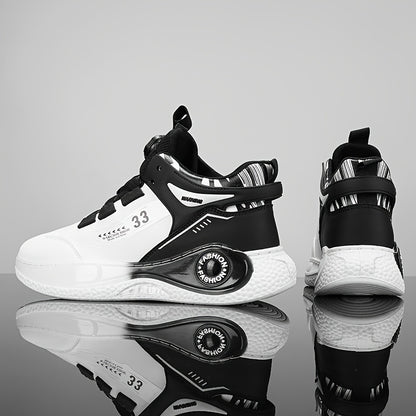 Men's Fashionable High-Top Sneakers with Rotating Buckle - Versatile, Breathable Running Shoes for All Seasons