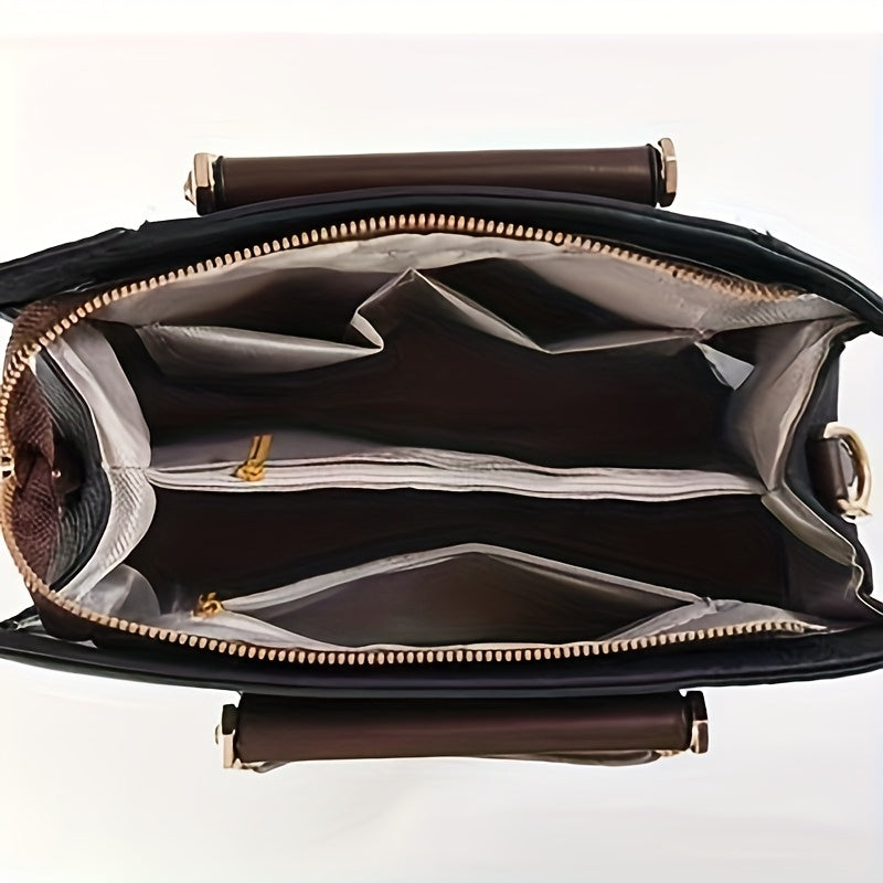 Elegant Large PU Shoulder Bag for Women - Multi-Layer Capacity