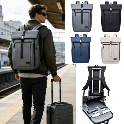 Casual Roll-Top Oxford Backpack for Men, College & Commuting