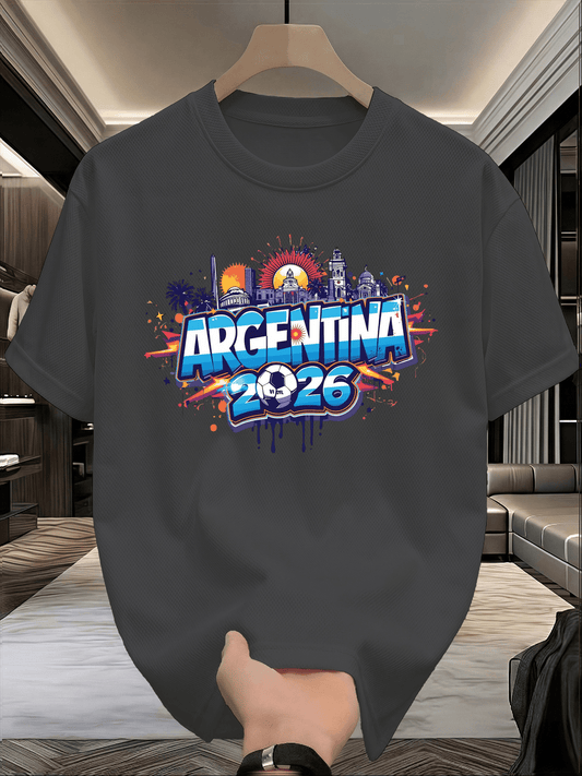 Men's 2026 World Cup T-Shirt - Casual Soccer Tee, Breathable Polyester