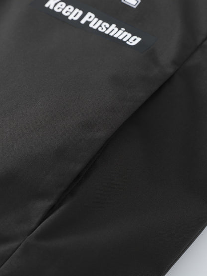 Men'S Casual Motorcycle Jacket, Warm Pilot Fashion Top 6023, 100% Polyester Hooded Collar with Alphabet Pattern, Long Sleeve Regular Fit, Non-Stretch Woven Fabric, Zipper Placket, with Pockets - 280gsm