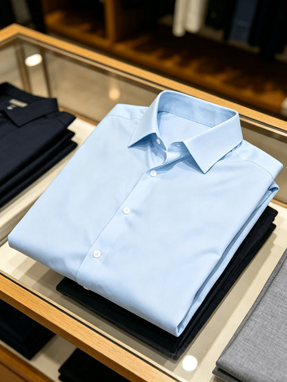 Men's 100% Cotton Short Sleeve Lapel Shirt for Summer