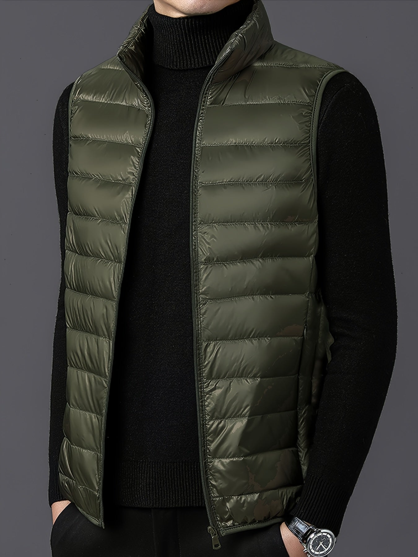 Men's Fashion Solid Color Single Vest, Youth Outdoor Sports Casual Jacket, Men's Spring Autumn Thin Stand Collar Cardigan Vest - ayq