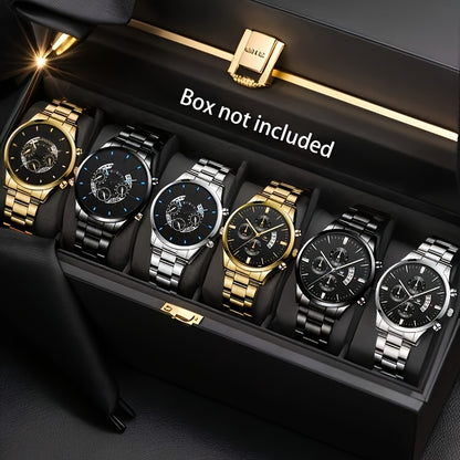 6pcs Men'S Watch Set, a Premium Collection Essential for Stylish Men, Showcasing Ultimate Charm.