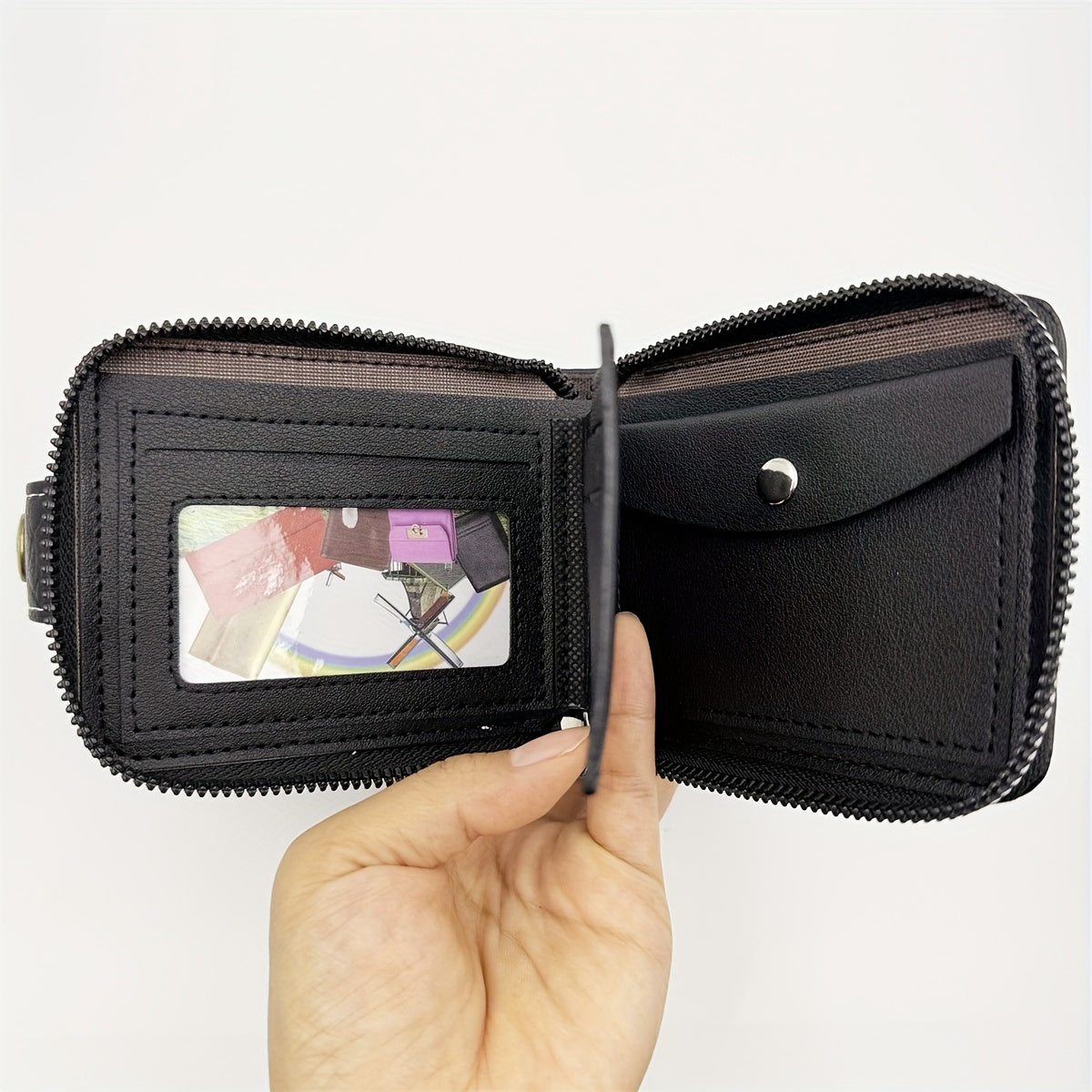 1pc of Casual Vintage Men'S Short Zip Wallet, Coin Purse with Pentagram Copper Buckle Design, Multifunctional Wallet (Christmas Gift)