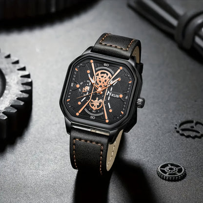 5pcs 'S New Watch Exquisite Gift Box Set - High-End Handsome Faux Leather Watch with Trendy Glasses, Fashion Keychain, Casual Wallet, And Belt, Perfect Gif