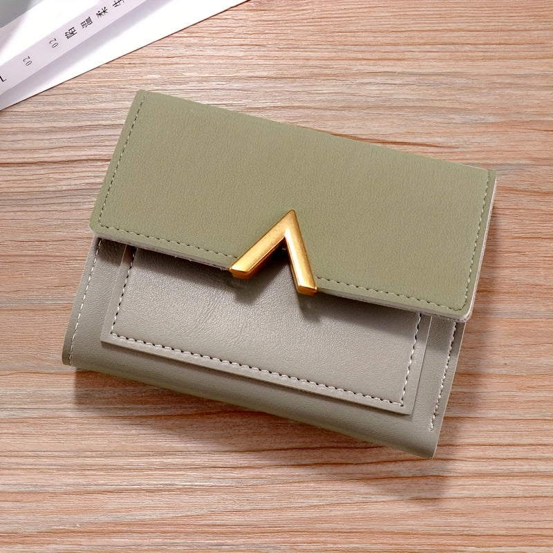 Women's Compact Tri-Fold Wallet - Short Fake Handbag with Snap Closure, Slim Card Holder & Cash Pocket, Casual Everyday Clutch for Smartphones (for women) - Asian Style Purse