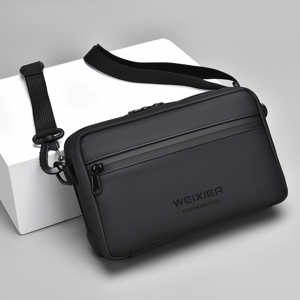 WEIXIER Unisex Fashion Messenger Bag, Shoulder Satchel with Detachable Strap, Polyester Lined, Business Briefcase for Commuting  Outdoor, Ideal Gift for Husband Or Boyfriend