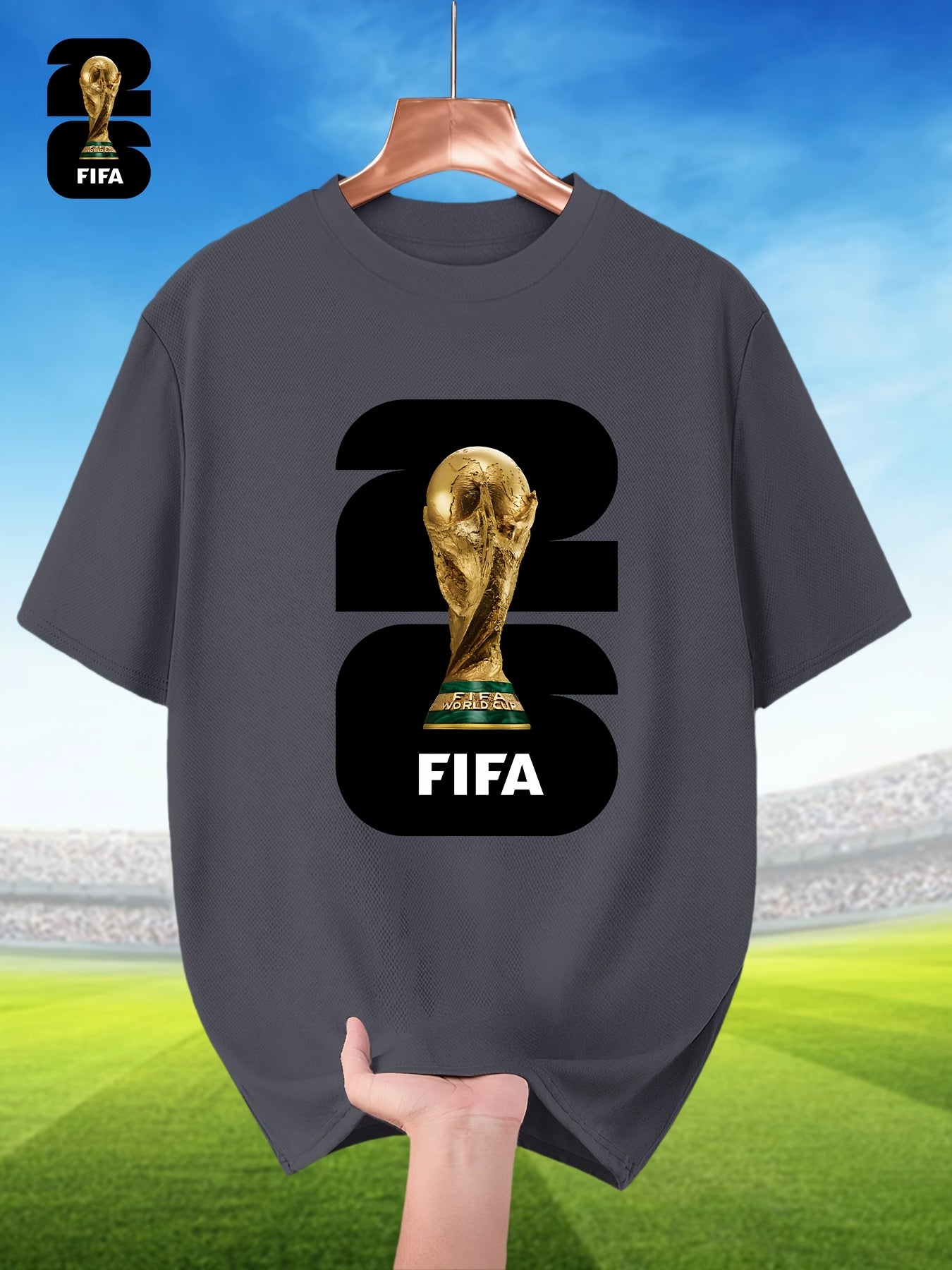 Men's Breathable Summer T-Shirt with FIFA World Cup Print