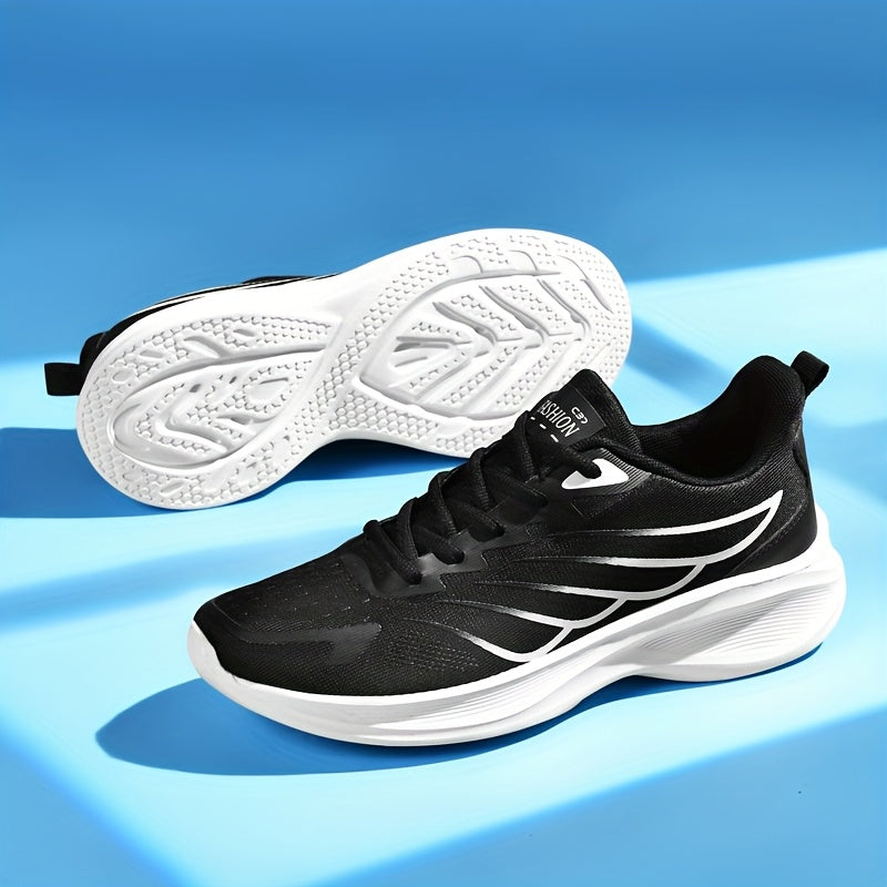 2025 New Arrival Men'S White  Red Sneakers - Breathable Mesh, Soft Bottom, Casual Sports Shoes for Running  Daily Wear, Casual Athletic Shoes   Modern Casual Shoes   Breathable Upper, Running Shoes