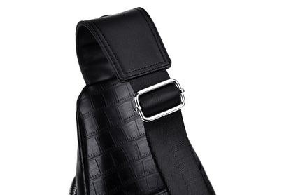 HUABUPS Men'S Black Crossbody Bag with USB Charging Port, Adjustable Strap & Multiple Compartments - Durable Business Travel Sling Bag for Daily Commute, Work, and Travel, Travel Backpack, Work Essentials Carrier, Textured Fi