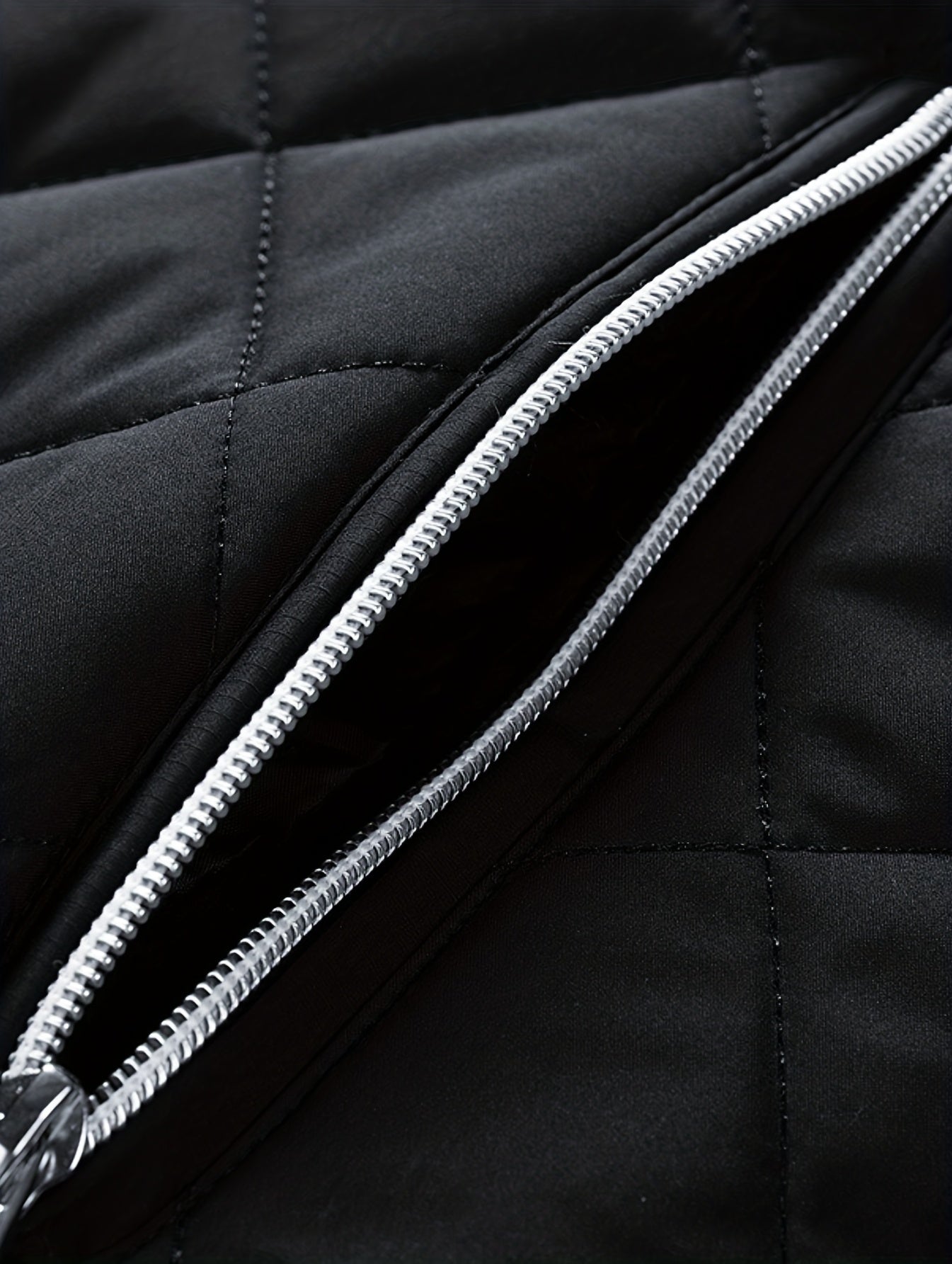 Men'S Diamond Pattern Fleece-Lined Jacket | Casual Stand Collar Warm Coat with Zipper Closure for Autumn and Winter