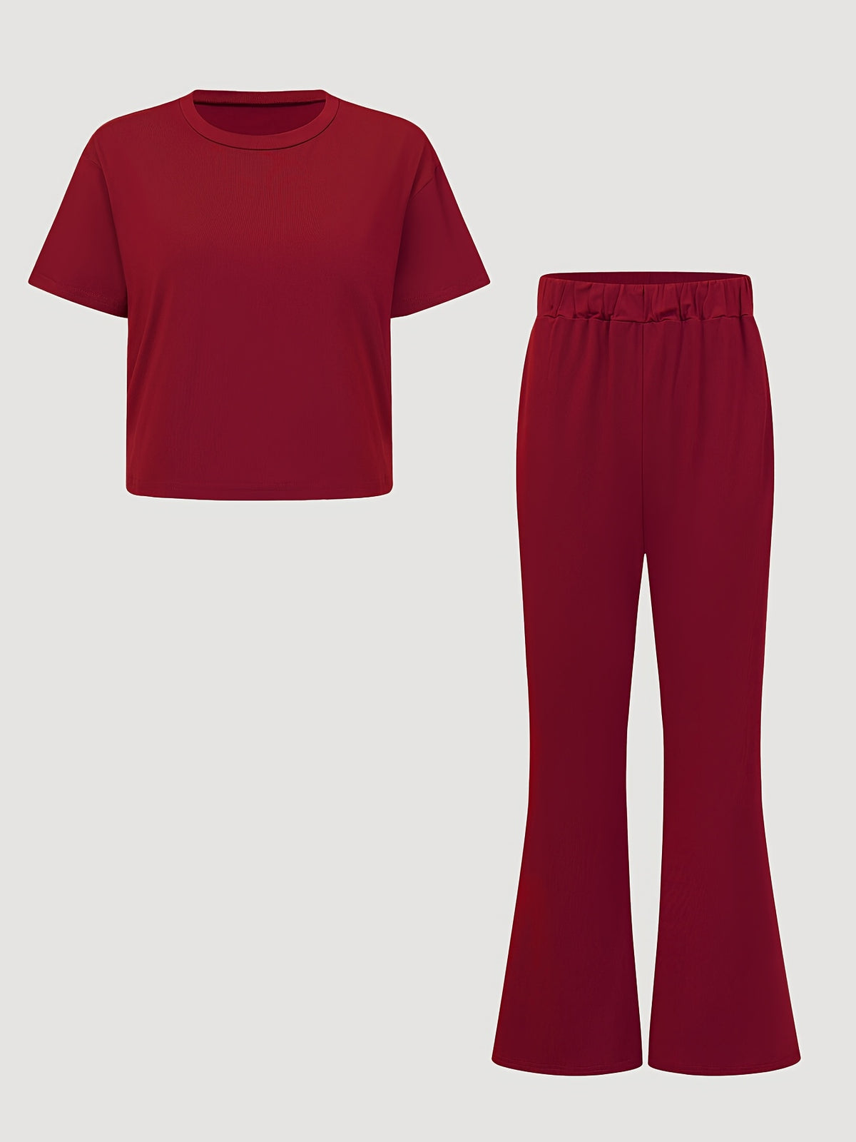 Women’s Casual 2-Piece Set Short Sleeve Top & Wide-Leg Pants - ayq
