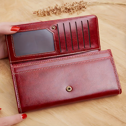 hour Women's Vintage -Korean Style Wallet - Long Wallet with Clasp Closure, Multi-Card Holder (Cash/credit), Slim Envelope Design Handbag, for daily Use, Professional & Special Events - Ladies Purse