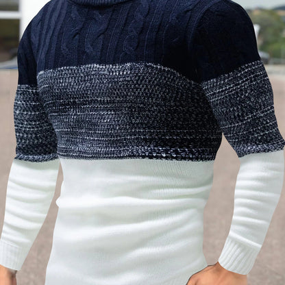 Men's Color Block Patchwork Round Neck Casual Fabric Pullover