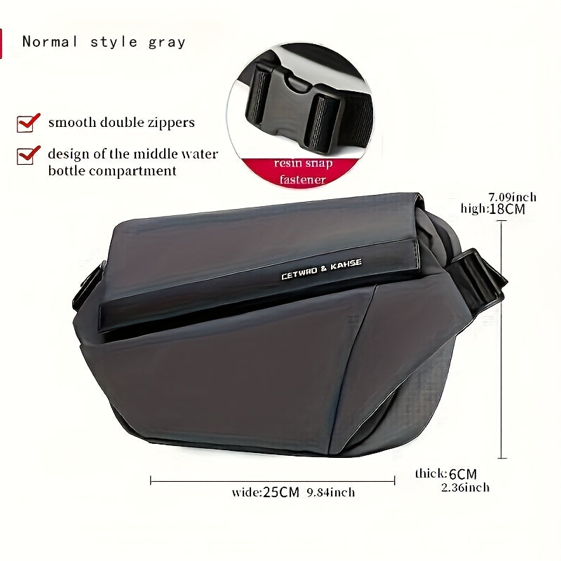 Men'S Sleek Black Crossbody Bag - Durable Oxford Material, Zippered Chest Bag with Adjustable Strap, Ideal for Commuting  Cycling, Trendy Shoulder Bag for Men, Cycling Bag Trendy Shoulder Bag Functional Design, Small Crossbo