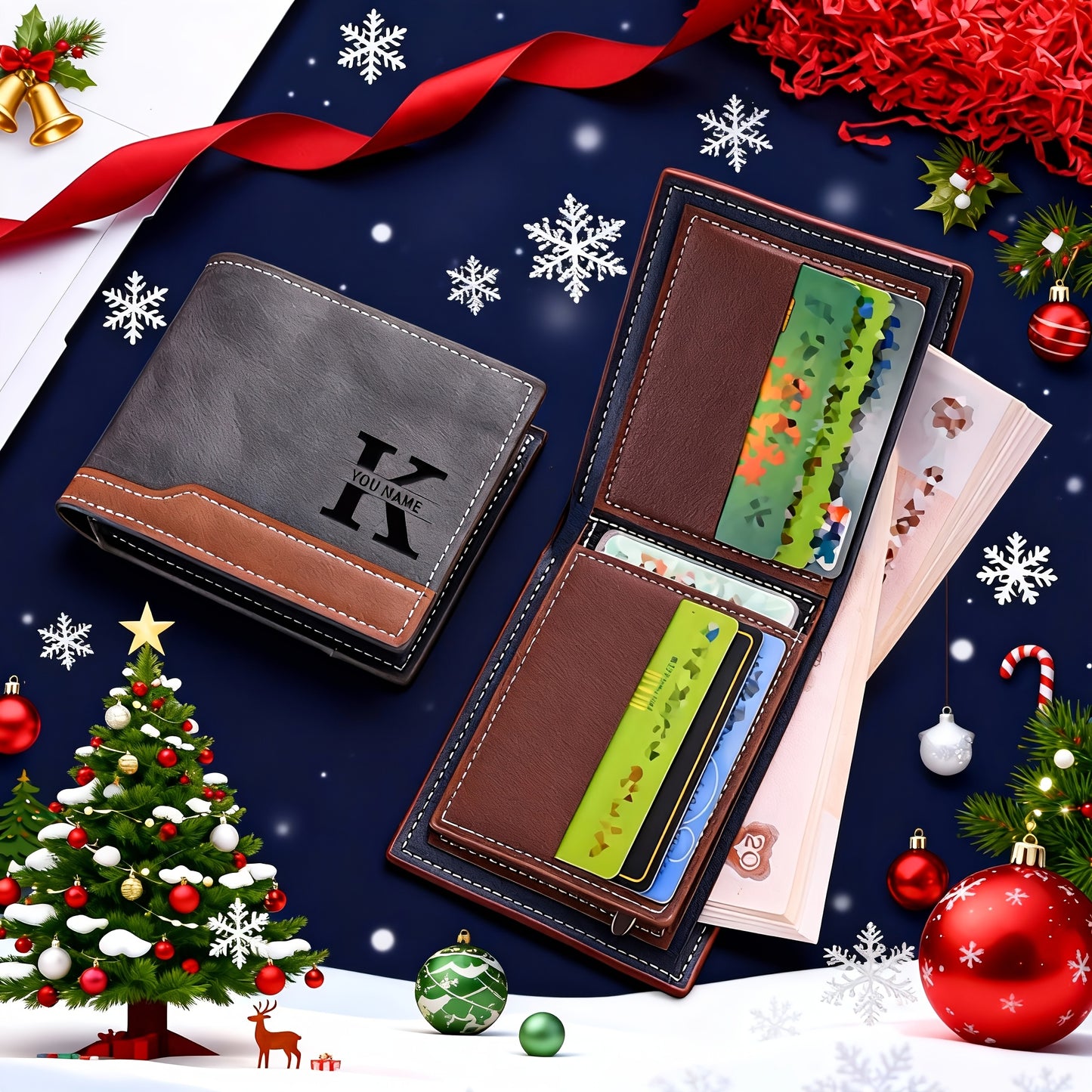 1pc Custom Engraved Wallet | Personalized Letter Name Engraving, Unisex Multi-Card Slot Zippered Wallet, Durable Casual Design, Ideal for Valentine'S Day, Anniversary, Birthday Gifts, Faux Leather