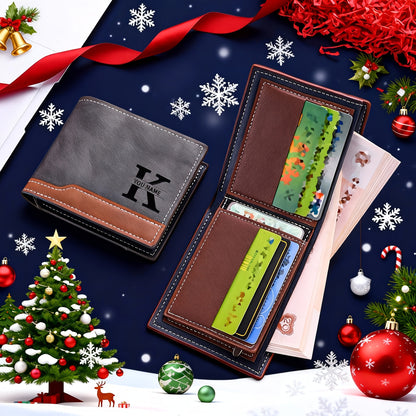 1pc Custom Engraved Wallet | Personalized Letter Name Engraving, Unisex Multi-Card Slot Zippered Wallet, Durable Casual Design, Ideal for Valentine'S Day, Anniversary, Birthday Gifts, Faux Leather