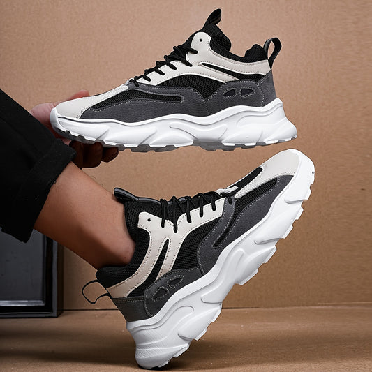 Men's Comfortable Breathable Fashion Sneakers - Stylish Two-Tone Casual Sneakers, Durable Non-Slip EVA Sole, Lace-Up, Low-Top for Everyday  Streetwear
