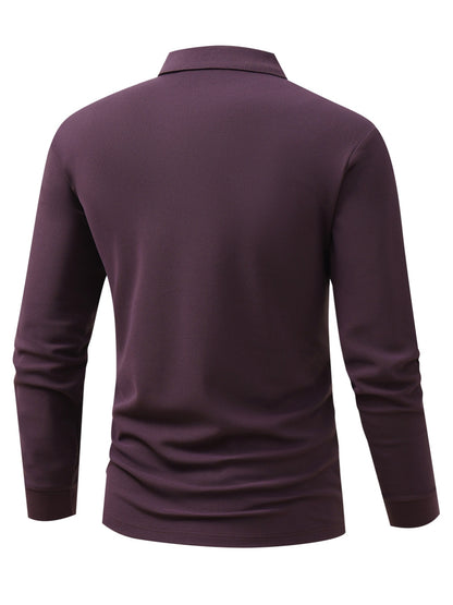 Men's Long-Sleeve Polo Shirt with Tree of Life Print