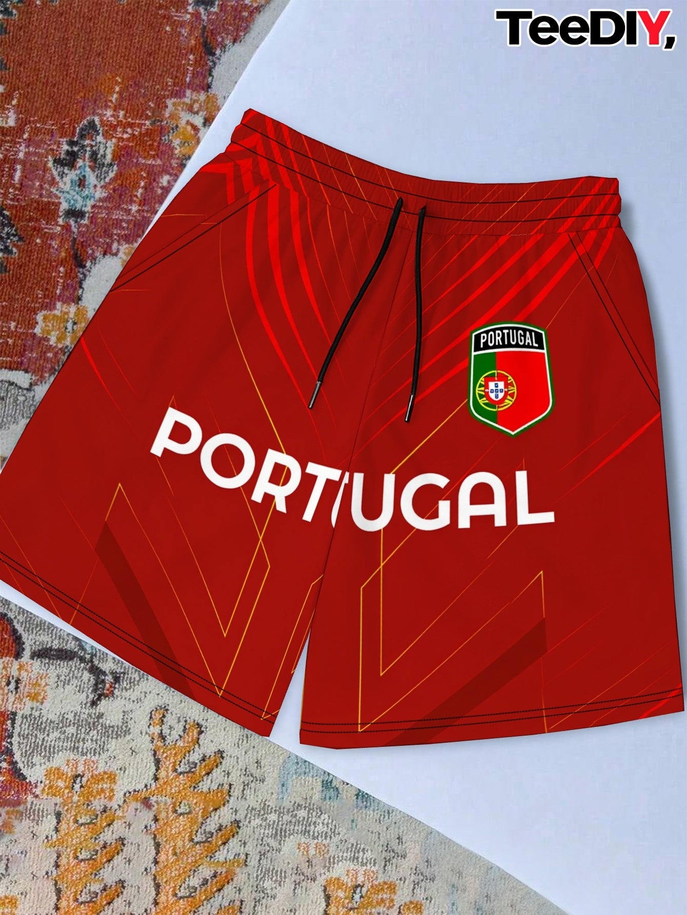 Men's Casual Portugal Football Pride Polyester Shorts