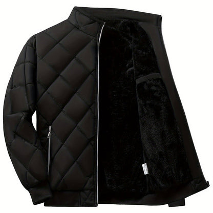 Men'S Lightweight Quilted Jacket - Solid Color Stand Collar Winter Coat with Pockets, Casual Regular Fit for Cold Weather, Versatile Outerwear, Durable Outerwear
