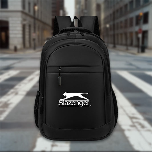 Slazenger R40 Casual Backpack - Sleek Black with White Logo, Durable Fabric, Multiple Compartments  Padded Shoulder Straps for Daily Commute, Travel, School, Work, Backpack for Travel, Urban Carry, Versatile Bag, Sturdy Cons