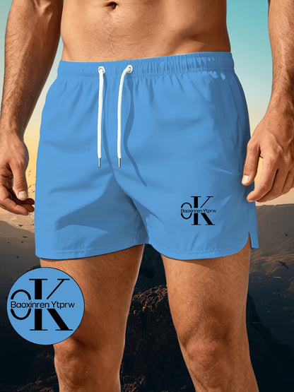 Men's Casual Quick-Dry Beach Shorts with Elastic Waistband