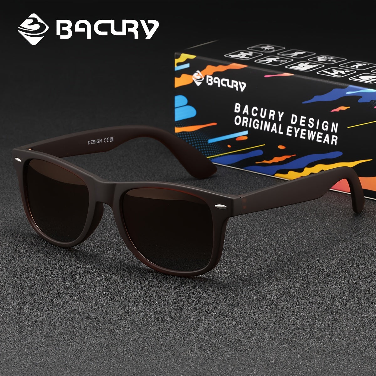 BACURY Polarized TAC Lens PC Frame Casual Unisex Sunglasses