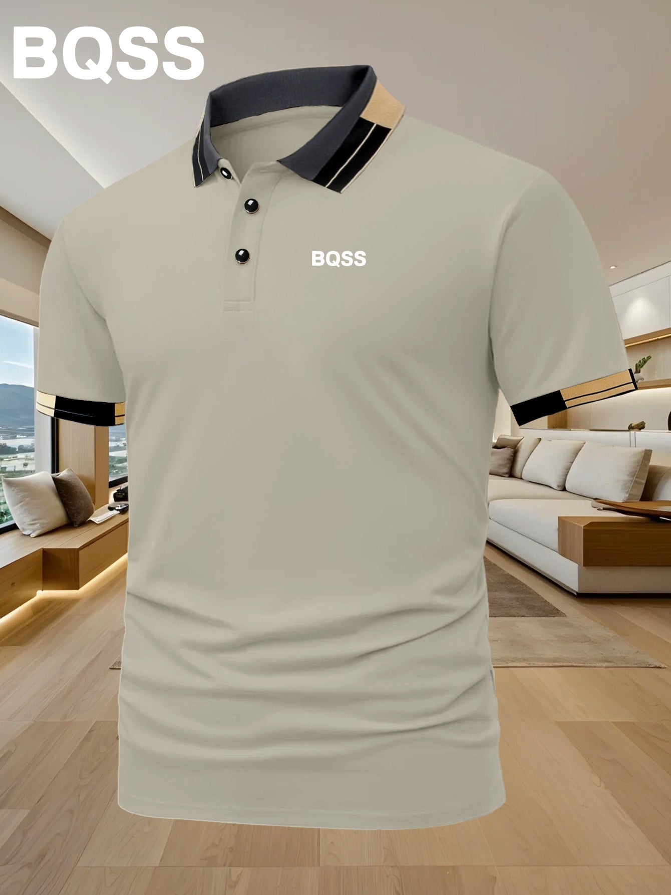 Classic BQSS Print Men'S Polo Shirt | Simple and Fashionable, High-end Fabric, Suitable for Daily Leisure and Fitness, Summer Season, Short Sleeve, Regular Fit - ayq