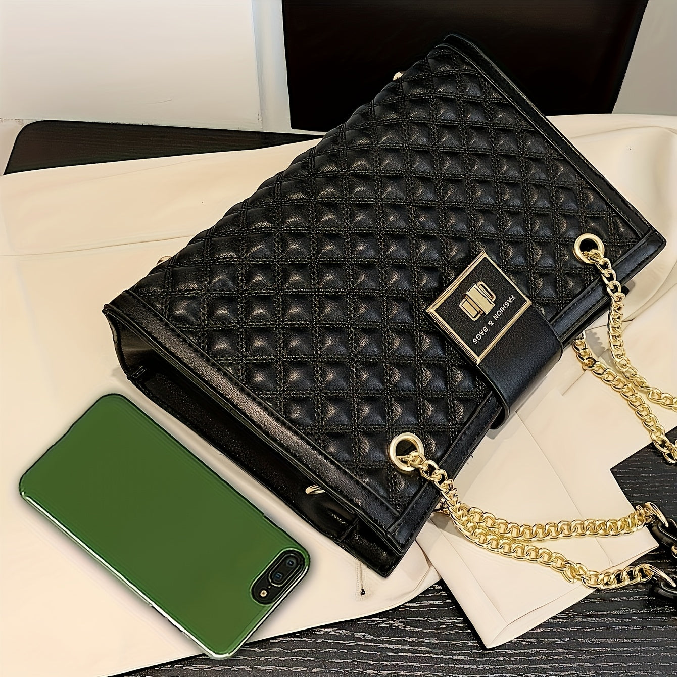 Women'S Vintage Classic Quilted Shoulder Bag, Stylish Chain Crossbody Bag, Easy Casual Commuting Tote