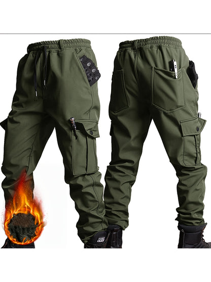 Men's Warm Fleece Casual Jacket and Pants Set for Winter
