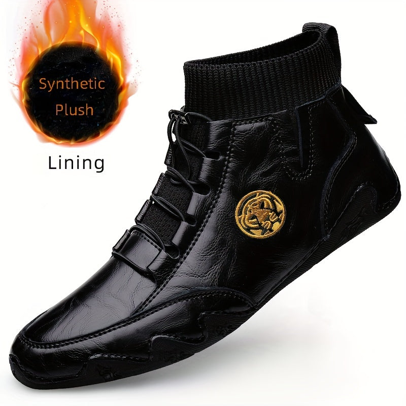 Men's Casual Lace-Up Ankle Boots in Split Leather