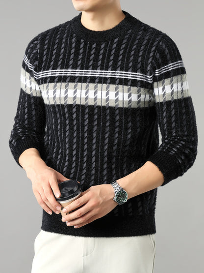 Men'S Stylish Thick Knit Sweater for Autumn And Winter, a New Casual Pullover for Warmth