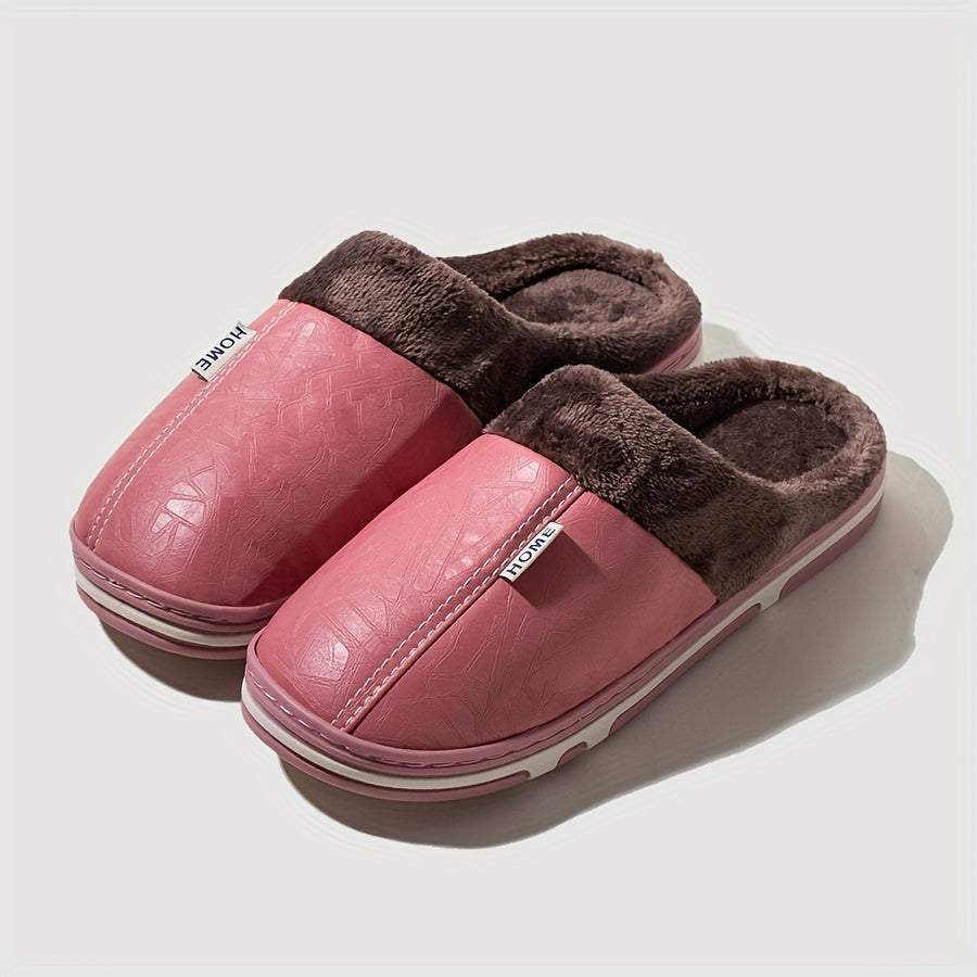 PU Slip-On Indoor Slippers for Men and Women with Thick Sole