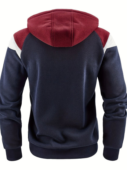 Men's Zip-Up Hoodie Jacket - Full-Zip Front Closure, Zipper Cardigan, Long Sleeve Pullover for Gym, Office, Everyday - Lightweight Warmth in Burgundy/Black/ Colors Available - Easy-Care Zippered Casual Outerwear, Hoodie Zip U