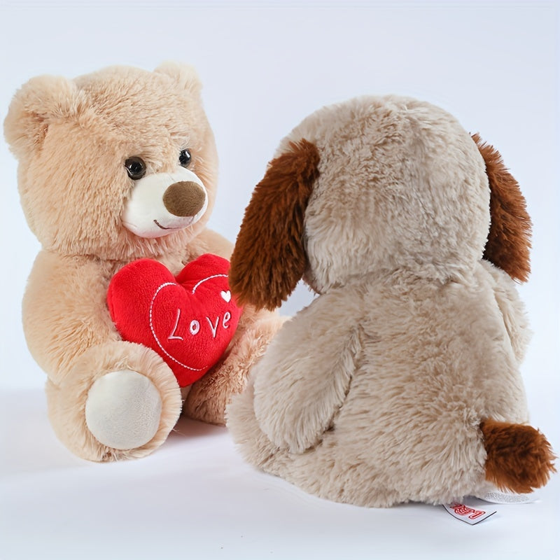 26cm/10.23in Love Heart Bear & Dog Stuffed Animal Love Bear with Heart Soft Plush Toy for Kids & Adults Chirstmas Valentine's Day Gift, Love Gift for Mom, Girlfriends, Baby