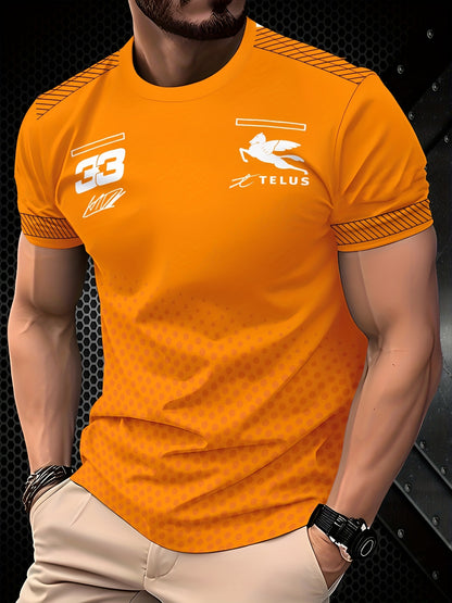 Men's Casual Breathable T-Shirt - Moisture-Wicking Lightweight Fabric, Regular Fit Round Neck, Solid Color for Outdoor  Casual Attire, Machine Washable, T-shirt Stylish, Vibrant Graphic Tee, Leisure Outfit, Classic Design, D