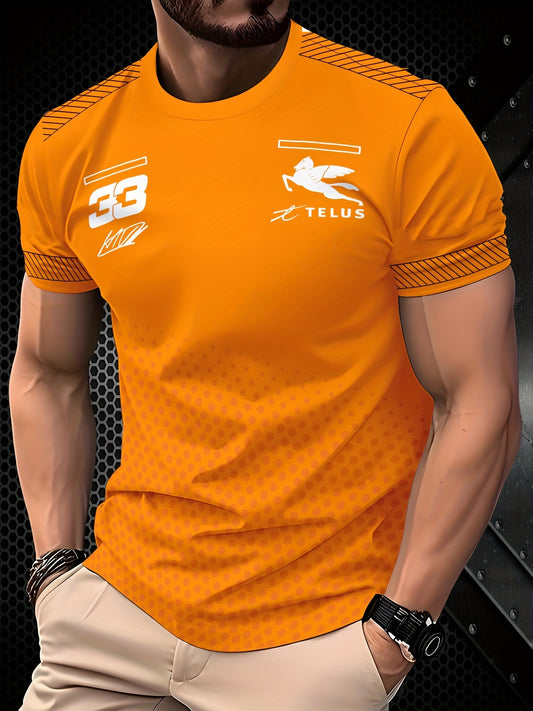 Men's Casual Breathable T-Shirt - Moisture-Wicking Lightweight Fabric, Regular Fit Round Neck, Solid Color for Outdoor  Casual Attire, Machine Washable, T-shirt Stylish, Vibrant Graphic Tee, Leisure Outfit, Classic Design, D