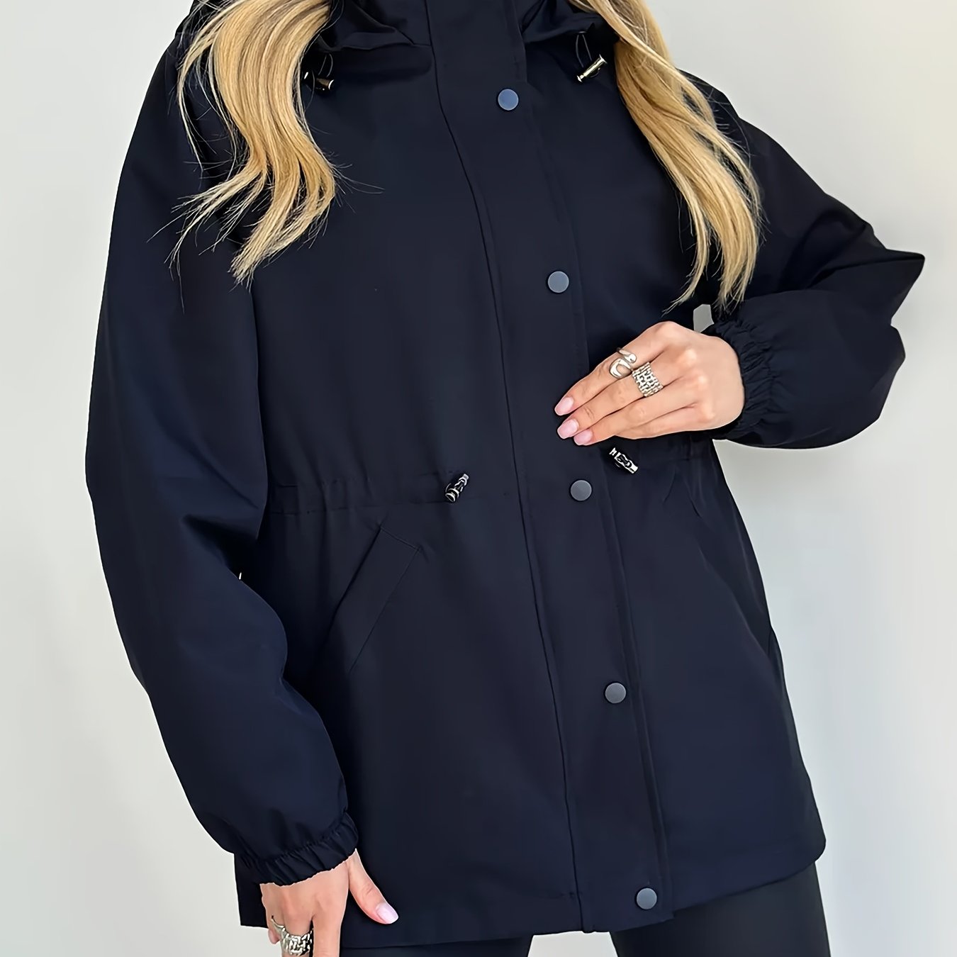 Autumn and Winter Women's Fashion Solid Color Windbreaker Jacket