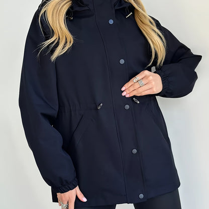Autumn and Winter Women's Fashion Solid Color Windbreaker Jacket
