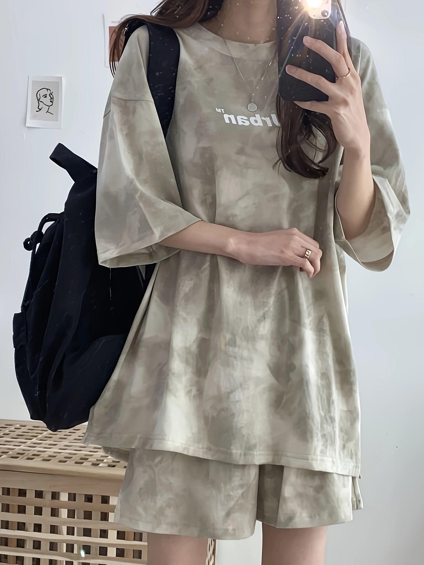 Women's Tie-Dye Loose Fit Short Sleeve Pajama Set