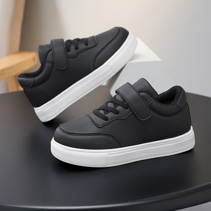 Kids Glossy PU Sports Shoes with Hook-and-Loop Closure