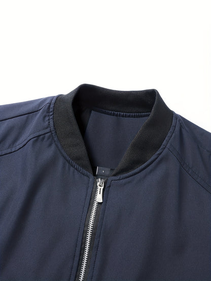 Men'S Casual Workwear Jacket and Pants Set, Solid Color, Long Sleeve, Regular Fit, with Pockets, for Spring/Fall, Casual Attire, Casual Attire|Casual Style|Solid Color Jacket