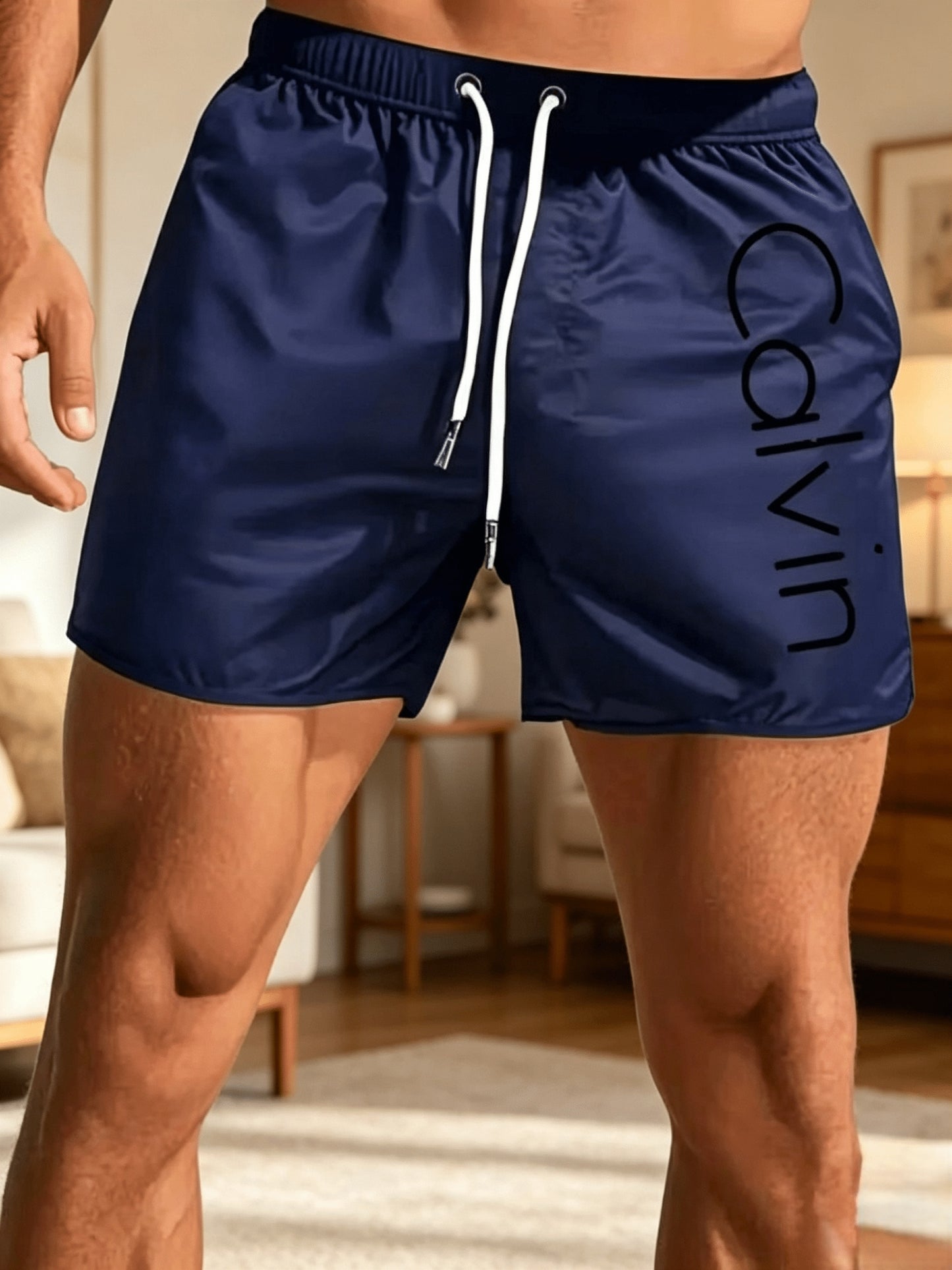 Men's Casual Quick-Dry Beach and Surf Shorts with Geometric Pattern
